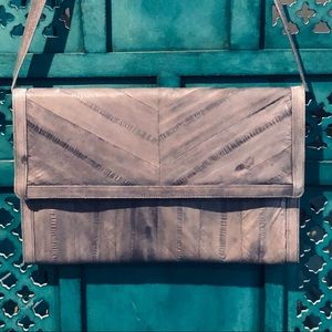 Rare Gray Eel Skin Leather Purse Handmade in Korea